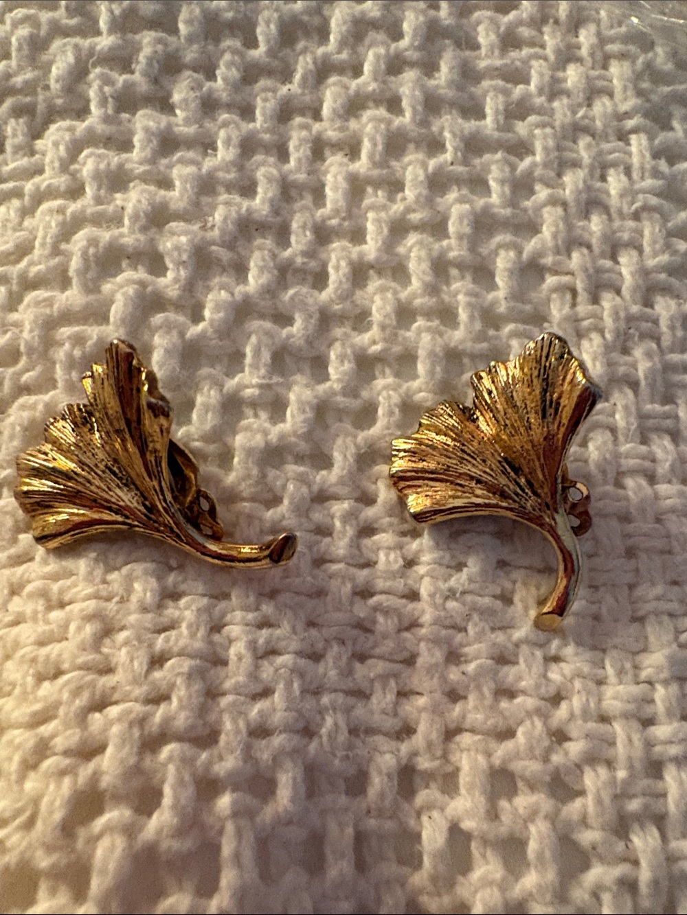 Anne Klein Gold-tone Ginkgo Leaf Clip-On Earrings